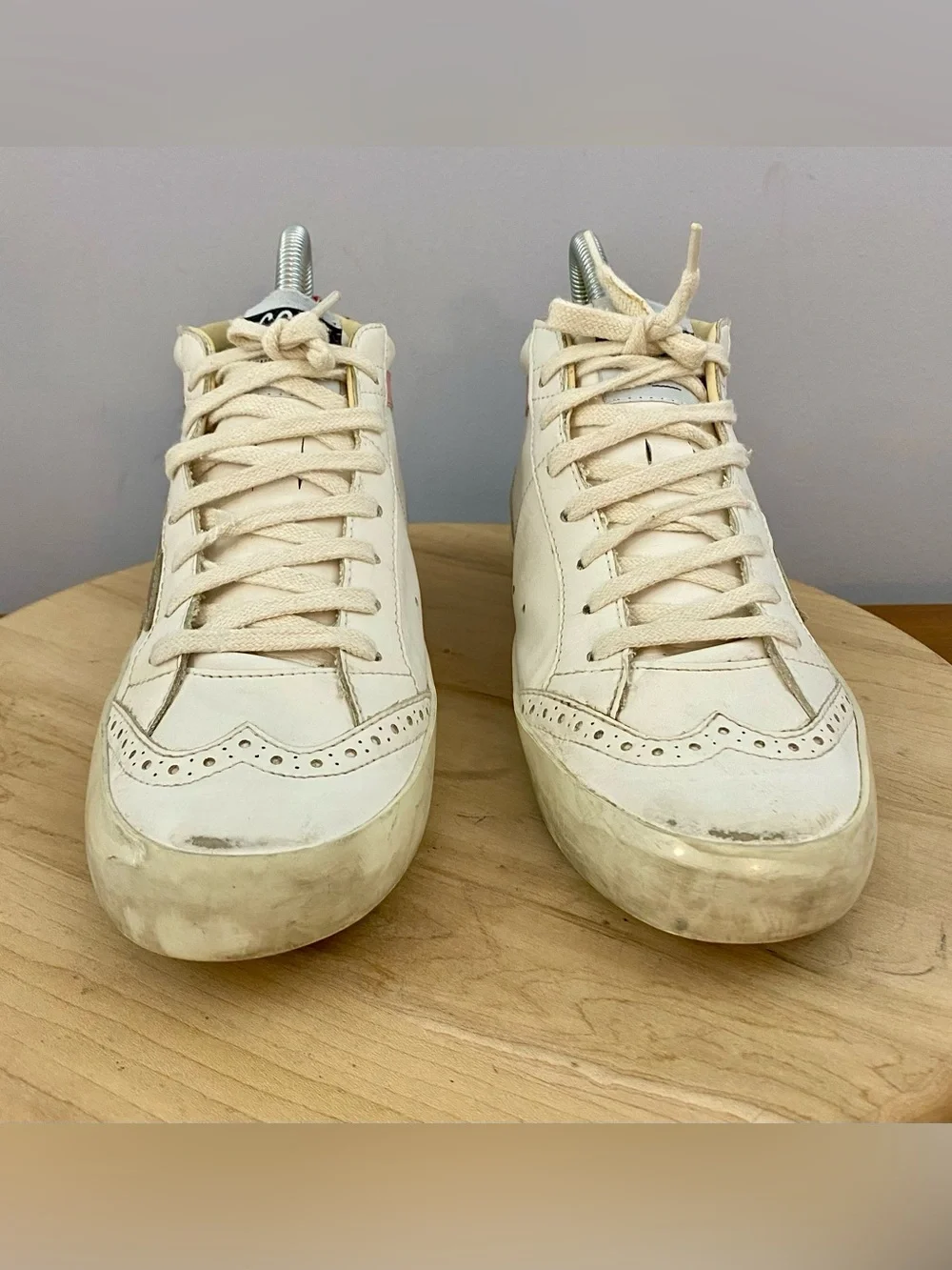 Golden Goose GGBD Mid Star White Silver Pink Red Sneakers EU 38 US 8 Authentic - Picture 3 of 17